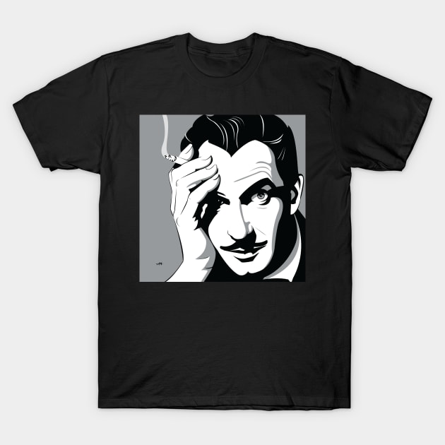 Smoking Vincent (Black and White) T-Shirt by andrewcformosa